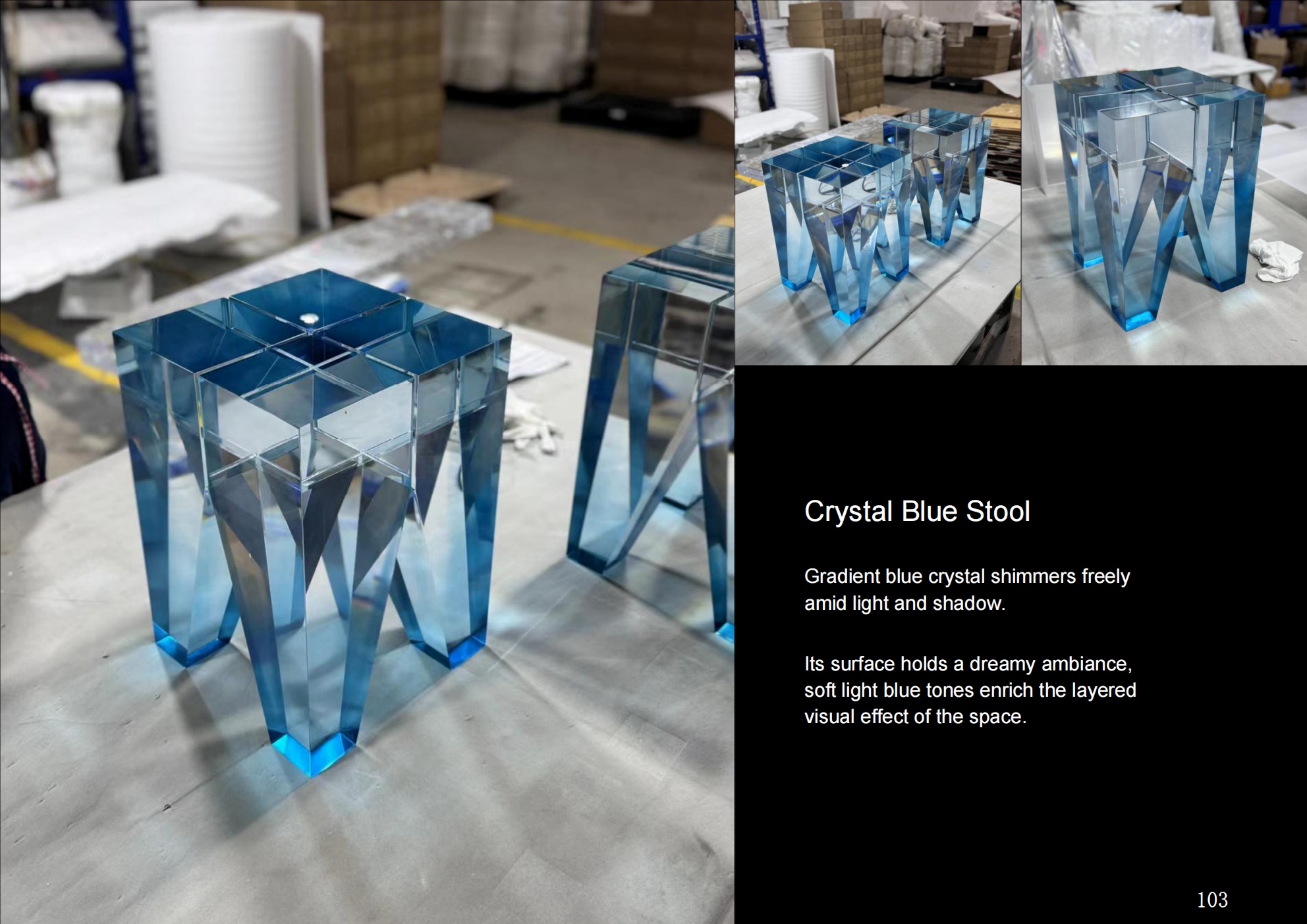 Gradient Blue Crystal Pouf